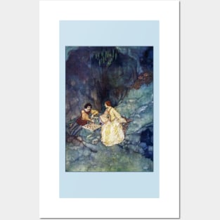 Miranda and Ferdinand Playing Chess in the Cave - The Tempest, Edmund Dulac Posters and Art